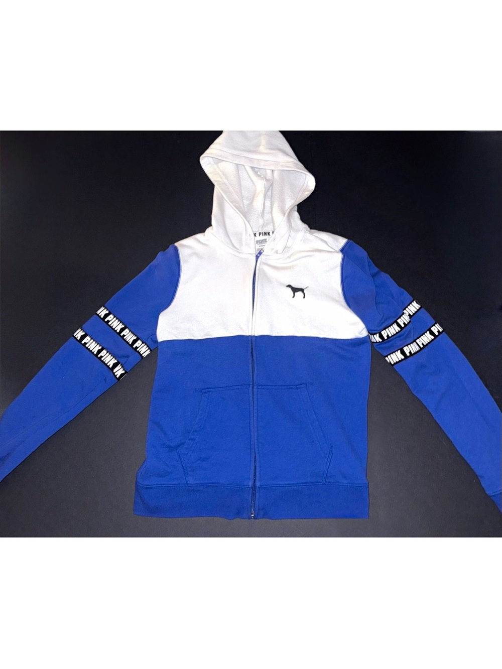 PINK Victoria's Secret Colorblock Blue & White Zip Hoodie